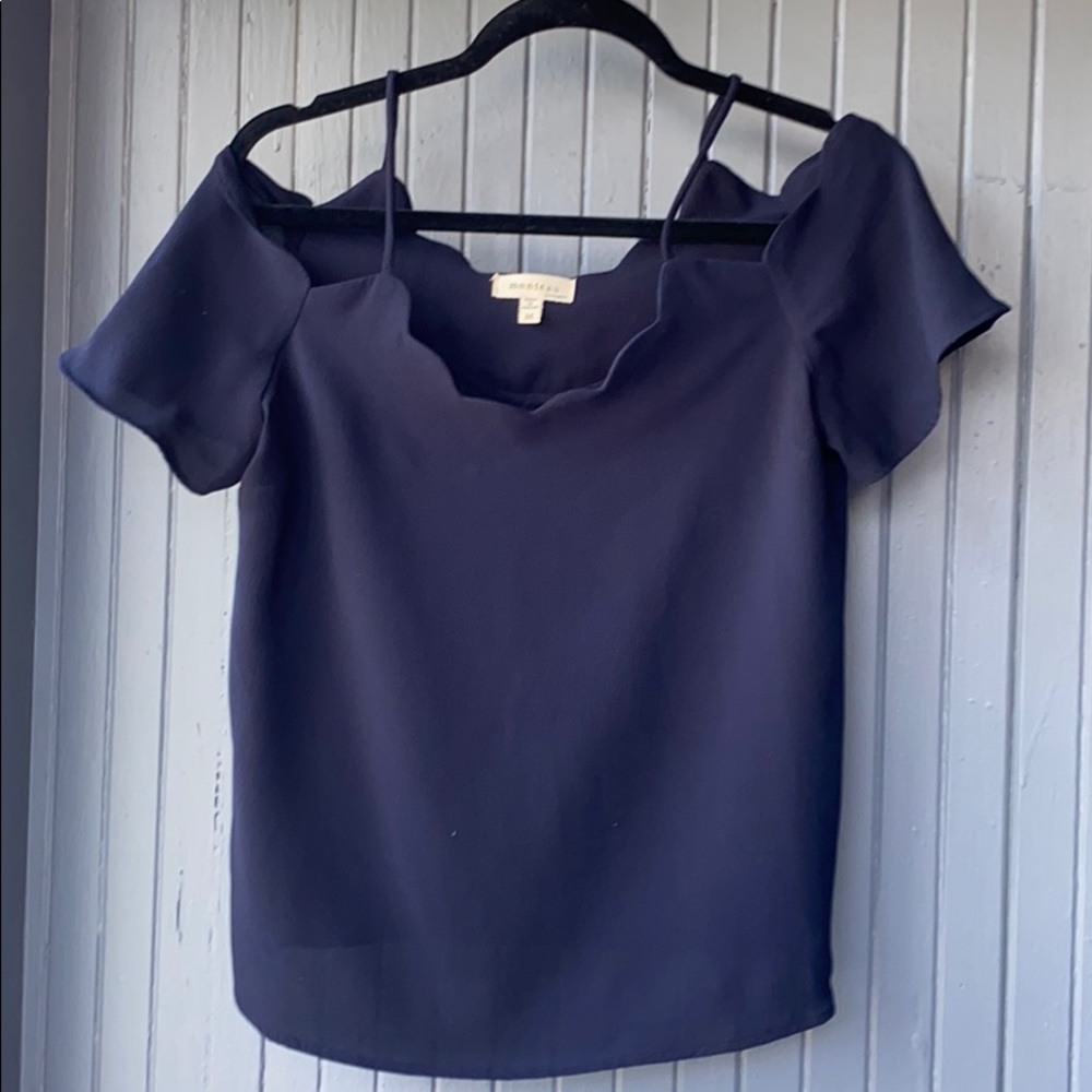 Scalloped off the shoulder tee